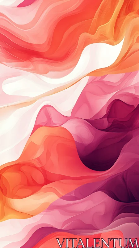 Fluid chromatic waves in layered pink, coral, and gold fields.