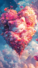 Dreaming Face Emerges from Luminous Heart of Flowers