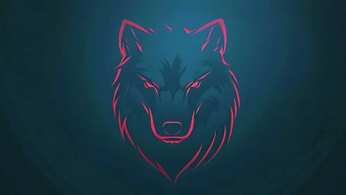 Neon wolf outline glowing softly in an electric night sky.