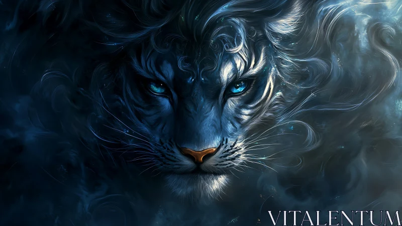 Ethereal Blue Tiger: Mystical Power Awakens.