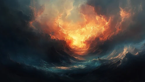 Celestial Inferno: Solitary Witness to Cosmic Awakening.