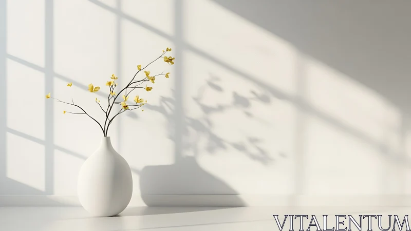 Minimalist white vase catches soft morning window light