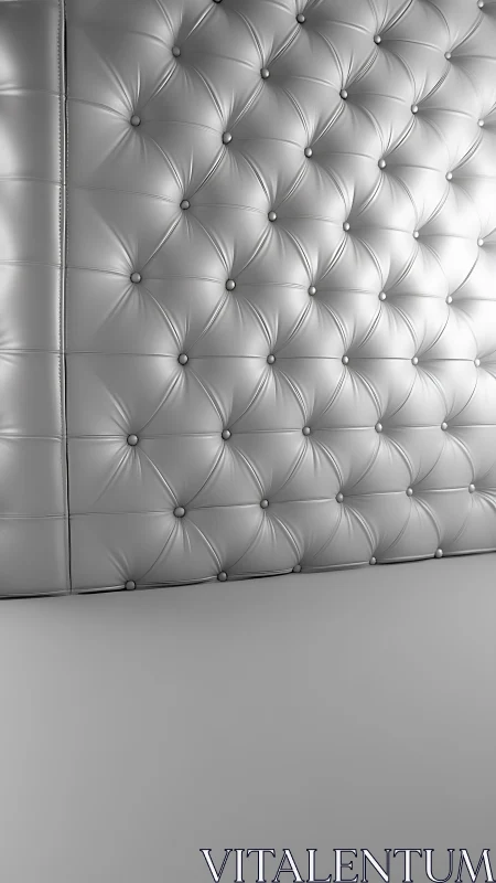 Silver tufted wallscape shimmering with quiet luxury.