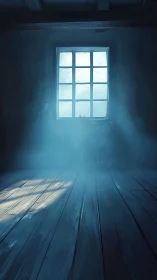 Digital painting of misty window light over wooden floorboards.