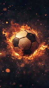 Blazing match ball erupts from darkness in molten orange fire.