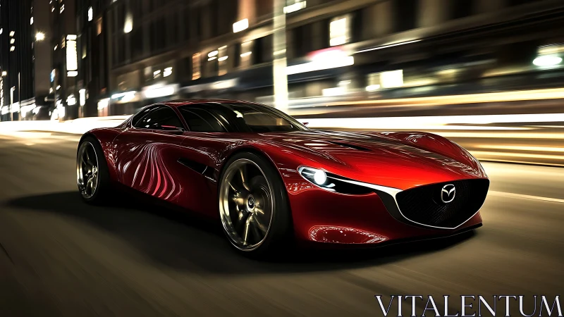 3D sports coupé in dynamic urban motion blur composition.