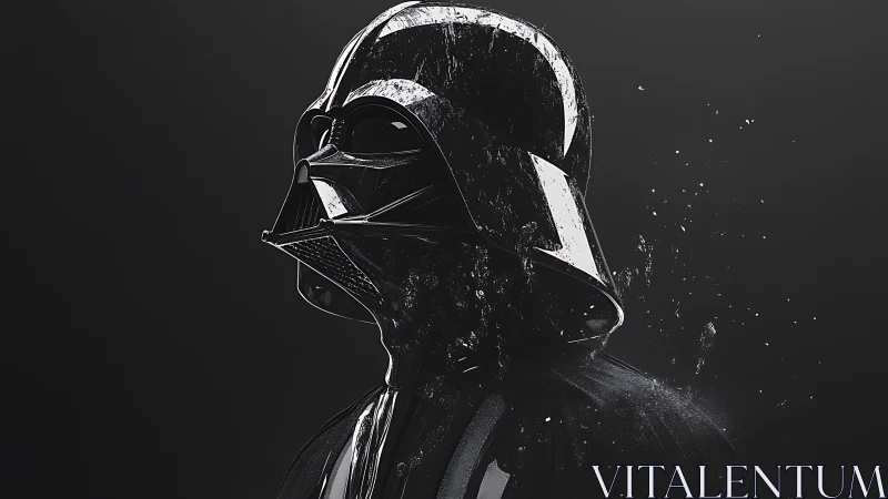 Midnight warlord in shattered chrome silence stands poised.