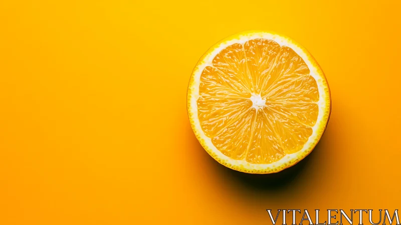 Citrus half on vibrant yellow minimal background.