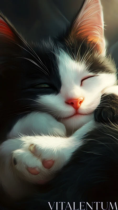 Luminescent Feline Portrait: Digital Oil Study.