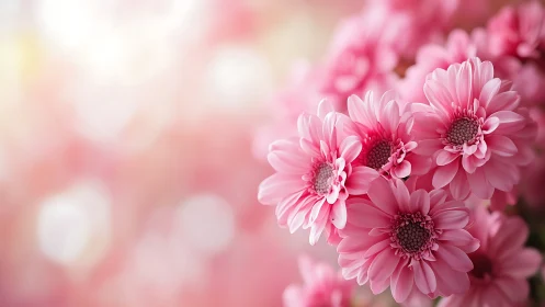 Pink Gerbera Daisies in Soft Focus Garden