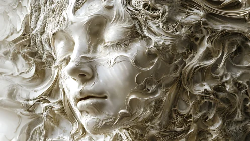 Silken dreamer rests within swirling sculpted waves of light