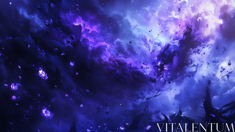 Nebular rift swirling in luminous violet storm clouds.