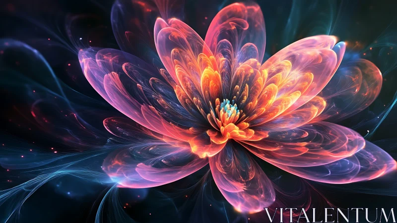 Luminous fractal flower blossoms in radiant cosmic energy.