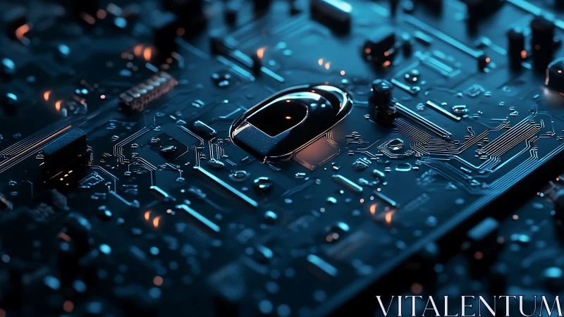 Midnight circuitry hums while molten highlights trace logic