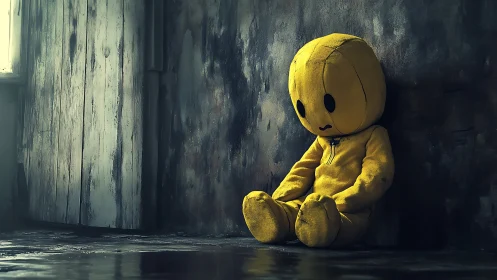 Soft yellow loner resting quietly in a weathered corner.