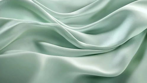 Soft mint green silk fabric with flowing abstract folds, minimal style.