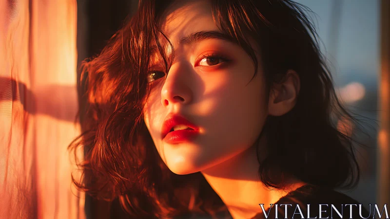 Portrait of young person in warm directional window light.