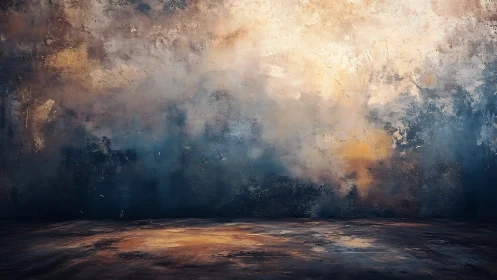 Weathered twilight wall and floor in moody urban hush.