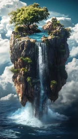 Floating Island Paradise. Waterfall Dreams Come True.