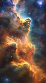 Nebular pillar composition with luminous ionized gas plumes.