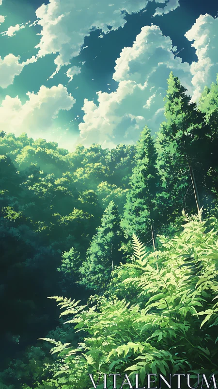 Emerald Canopy Meets Sky: A Verdant Dreams Above Forest.