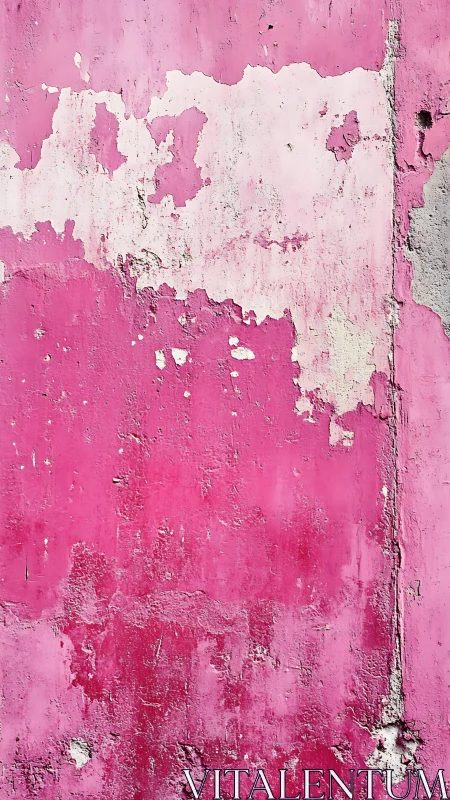 Weathered pink plaster wall with peeling painted surface.
