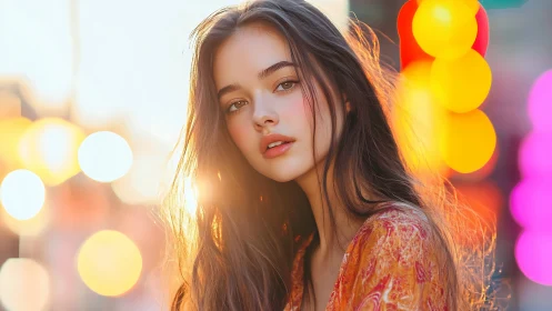 Backlit portrait with shallow depth, bokeh and warm color grading