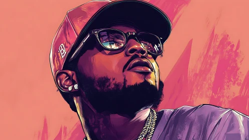 Stylish hip-hop portrait glows in bold neon colors.