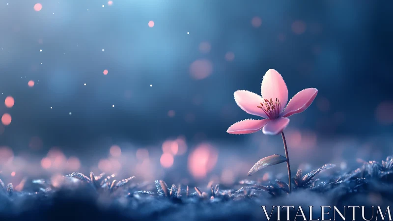 Pink Flower with Bokeh Background Rendering.