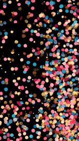 Multicolored circular confetti scattered across black background
