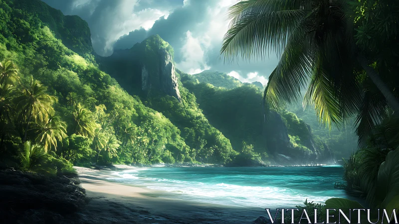 Tropical Fjord Vista with Limestone Peaks and Turquoise Littoral Zone.