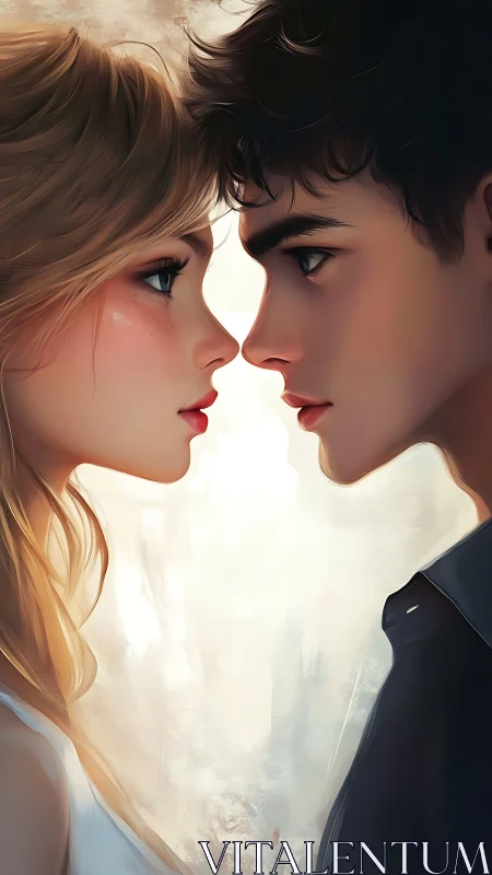 Two profiles facing each other with glowing space between.