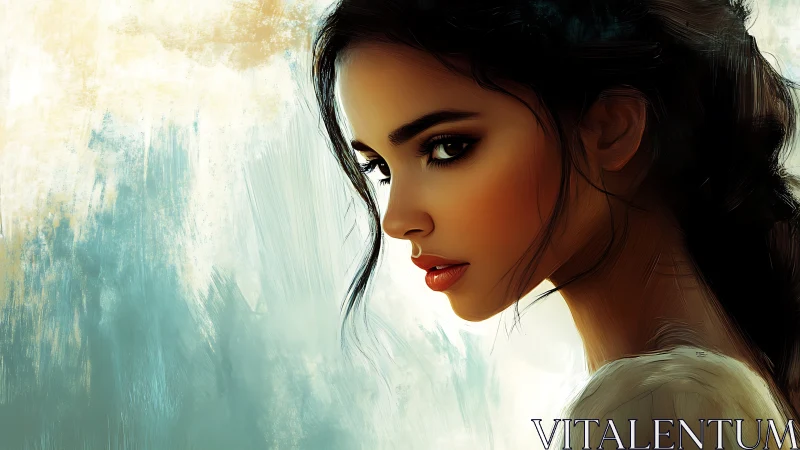 Sideward gaze paints quiet fire inside a luminous portrait