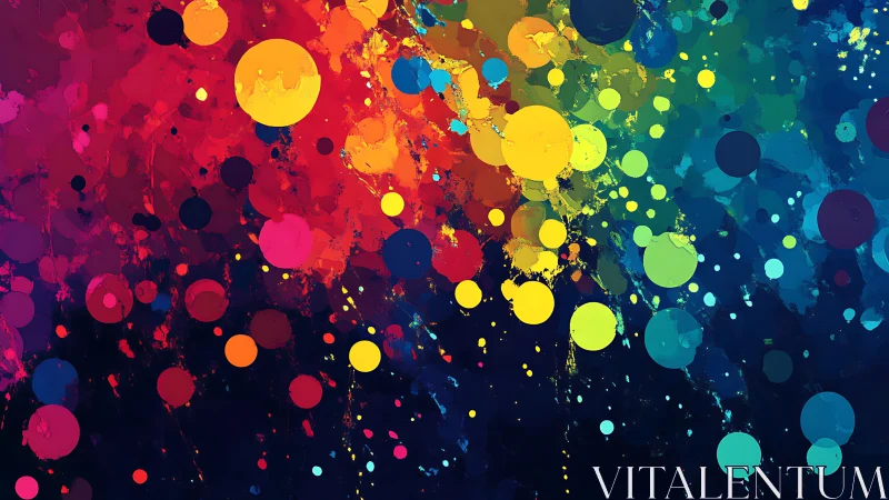 Multicolored circular forms across gradient abstract field.