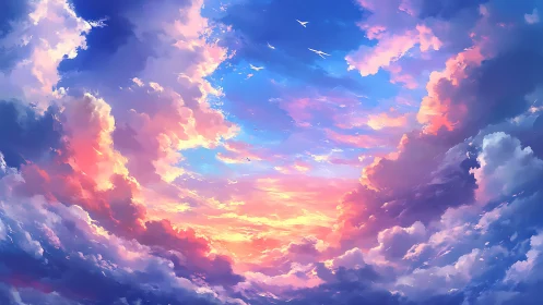 Dreamlit evening sky drifting through painted clouds.