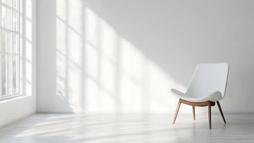 Minimalist lounge chair in high-key natural window light