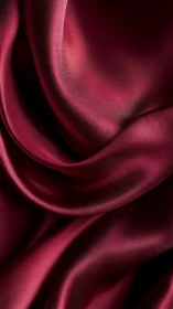 Crimson satin fabric forms dense overlapping folds and curves