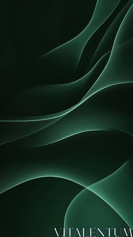 Soft emerald wave currents flowing through deep calm night.