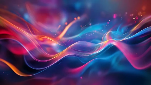 Neon light waves flow through deep cosmic gradient space.