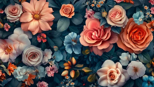 Layered Botanical Arrangement with Rose, Dahlia, and Complementary Blooms.