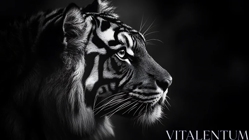 Quiet strength in monochrome: a tiger’s thoughtful gaze.