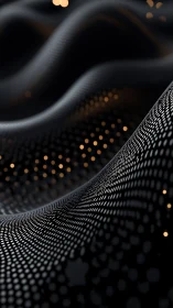 Abstract data waves flow through dotted black landscape.