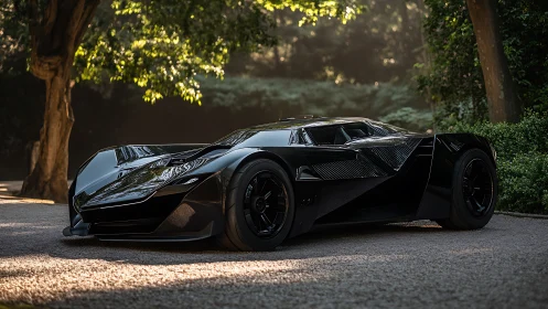 Photorealistic hypercar profile with angular stealth bodywork.