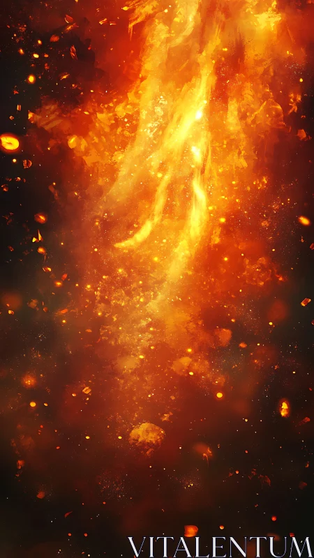 Blazing Energy Erupts with Golden Light and Warmth