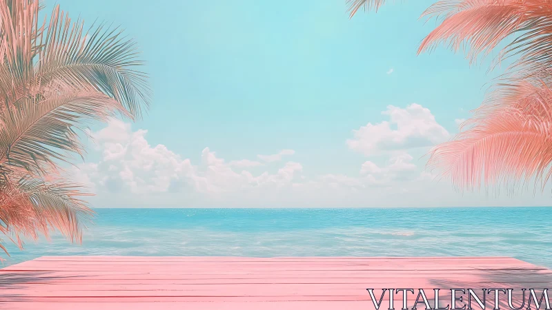 Serene Tropical Beach at Sunset with Palm Trees