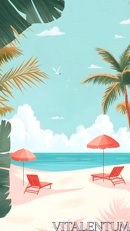 Paradise Awaits Where Coral Umbrellas Meet Turquoise Dreams