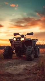 Sunset trail titan: rugged ATV poised for wild horizons.