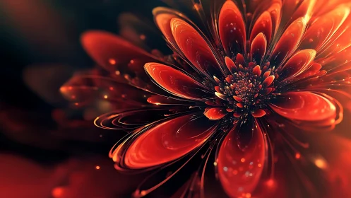 Luminous ember petals explode in radiant fractal bloom.