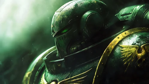 Emerald war sentinel breathing green storms of distant war.