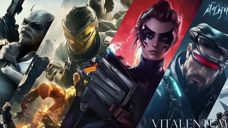 Futuristic heroes collide in dynamic cyber combat montage.